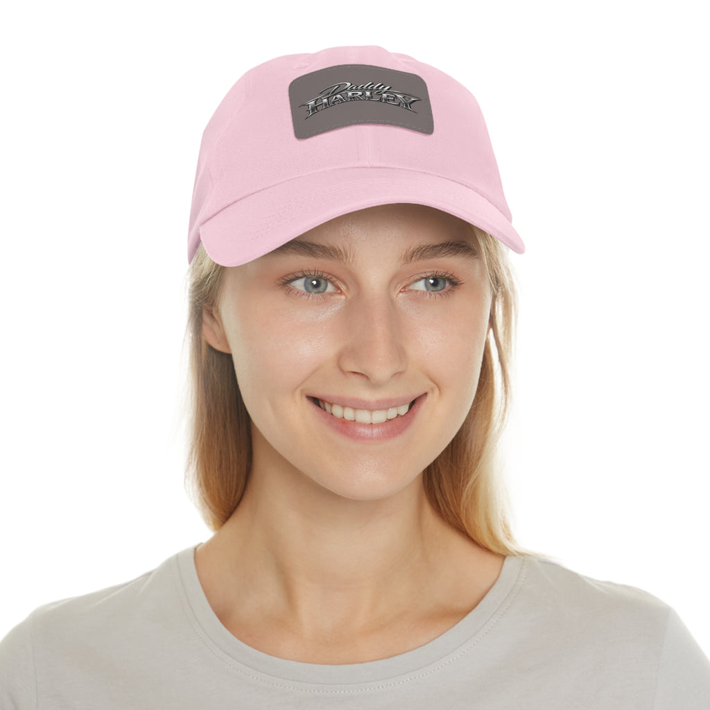 Daddy Harley Leather Patch Dad Hat — Vintage Motorcycle Baseball Cap