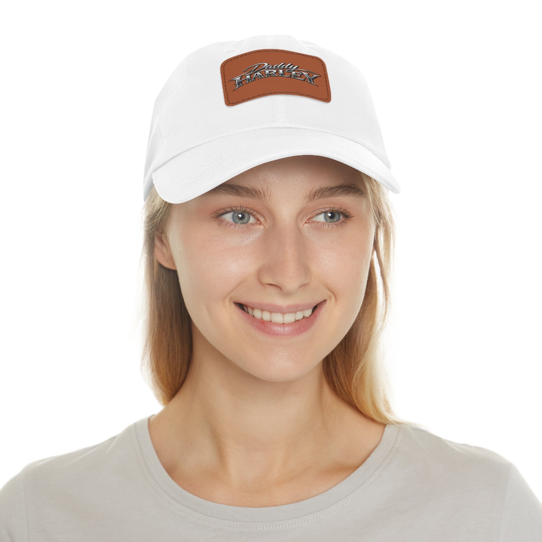Daddy Harley Leather Patch Dad Hat — Vintage Motorcycle Baseball Cap