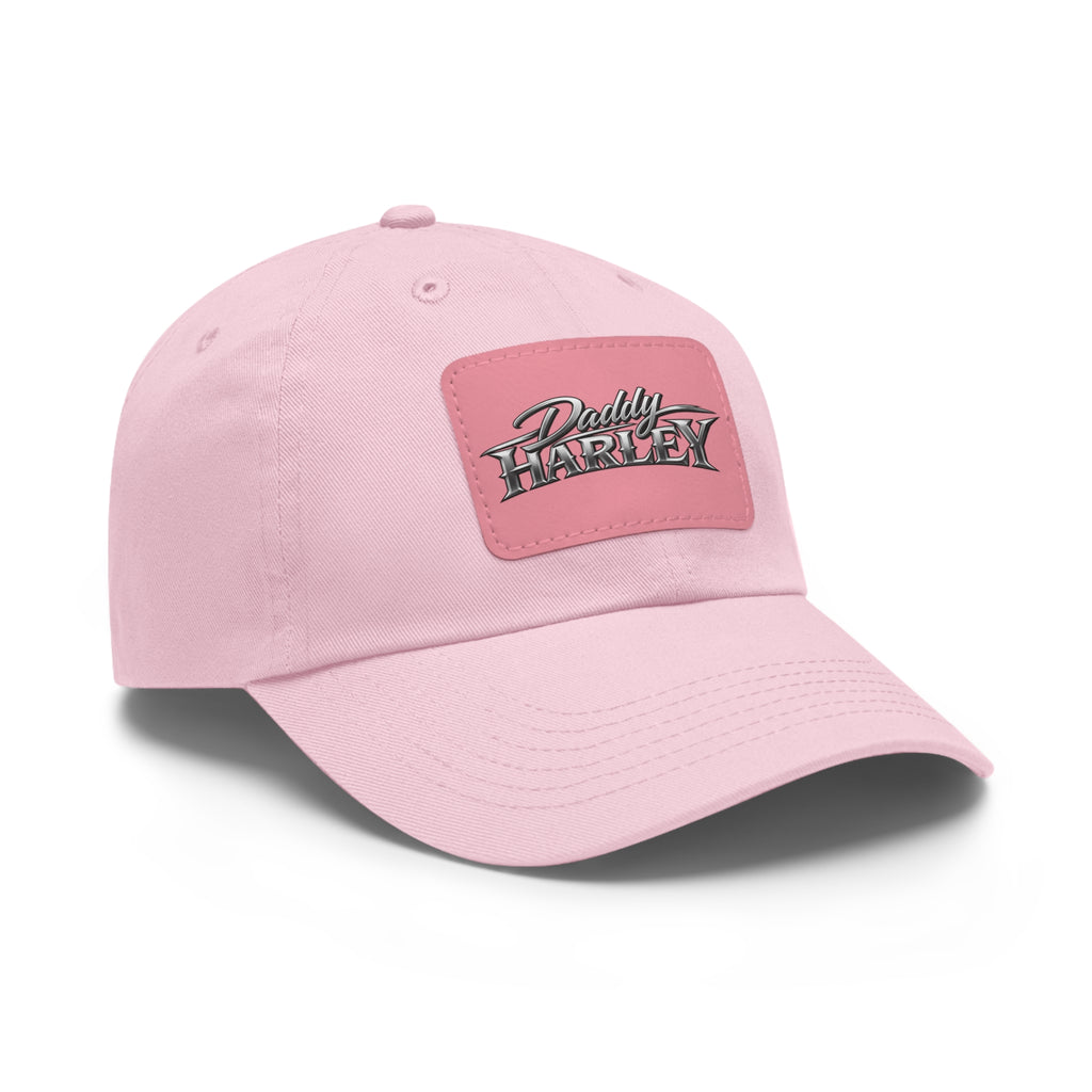 Daddy Harley Leather Patch Dad Hat — Vintage Motorcycle Baseball Cap