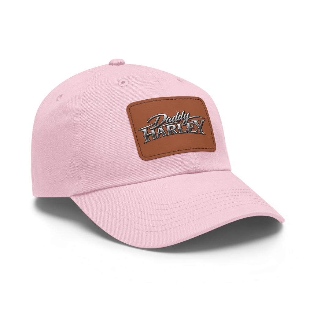 Daddy Harley Leather Patch Dad Hat — Vintage Motorcycle Baseball Cap