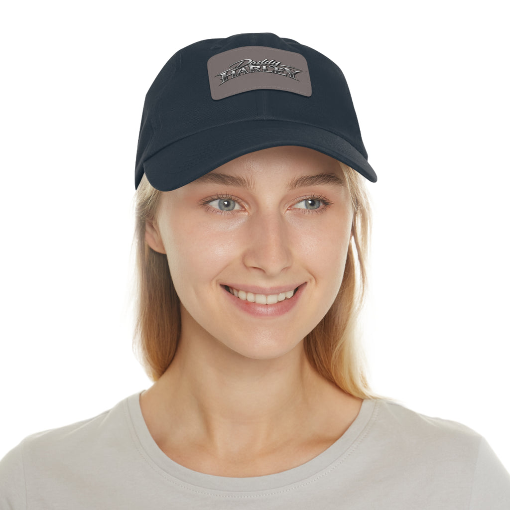 Daddy Harley Leather Patch Dad Hat — Vintage Motorcycle Baseball Cap