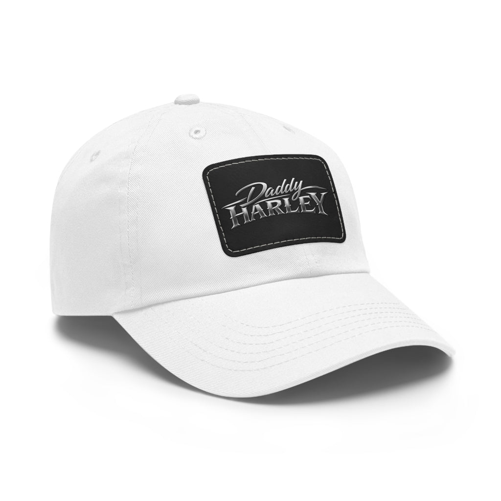 Daddy Harley Leather Patch Dad Hat — Vintage Motorcycle Baseball Cap