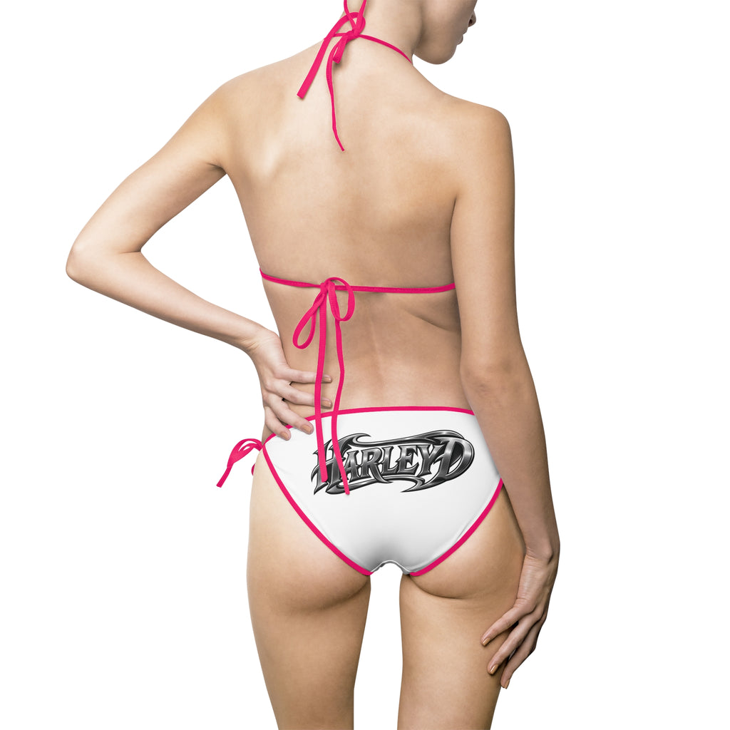 Graffiti Script Bikini Swimsuit - Women's Tie-Side Two-Piece
