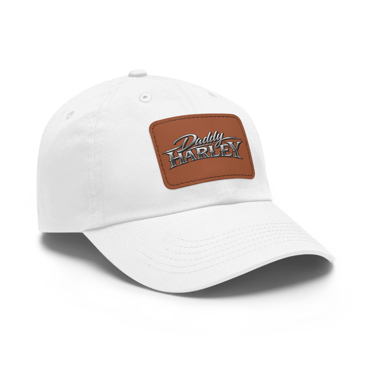 Daddy Harley Leather Patch Dad Hat — Vintage Motorcycle Baseball Cap