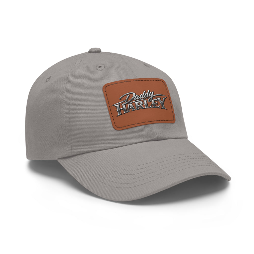 Daddy Harley Leather Patch Dad Hat — Vintage Motorcycle Baseball Cap