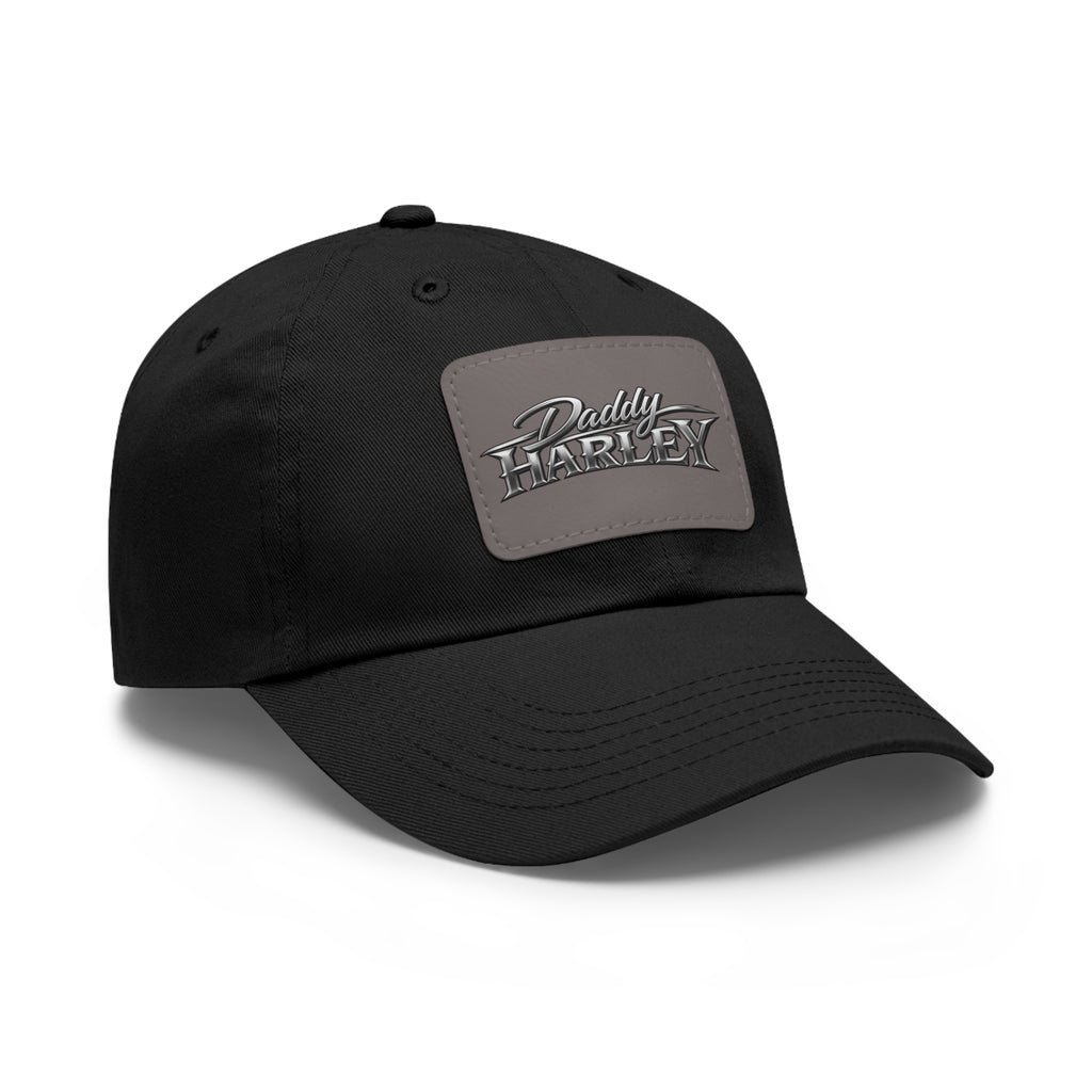 Daddy Harley Leather Patch Dad Hat — Vintage Motorcycle Baseball Cap