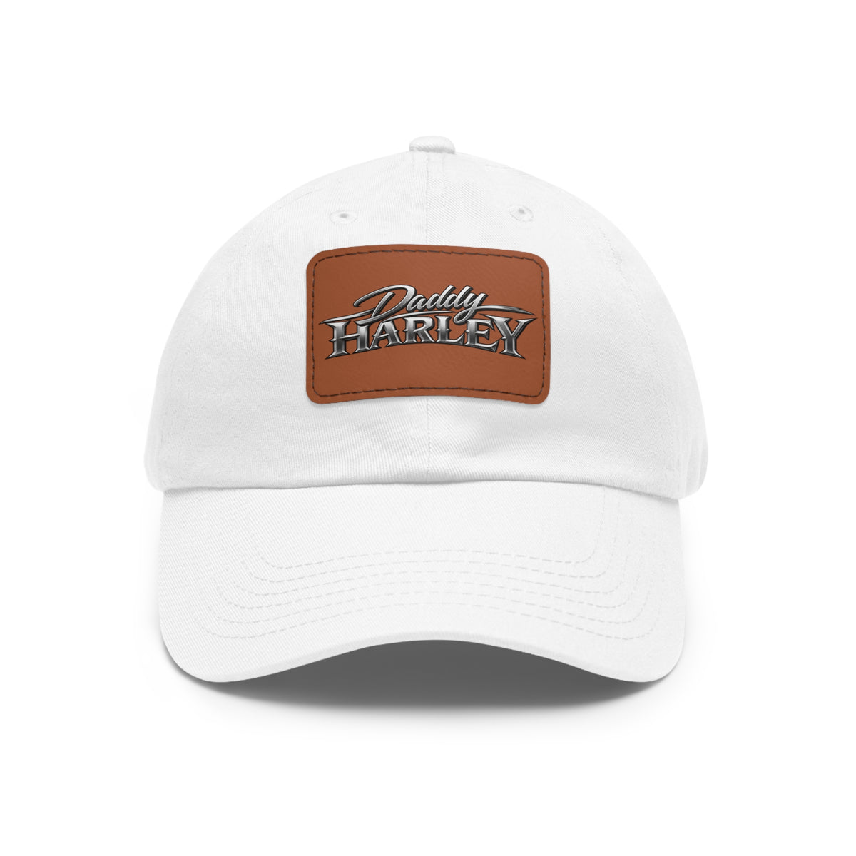 Daddy Harley Leather Patch Dad Hat — Vintage Motorcycle Baseball Cap