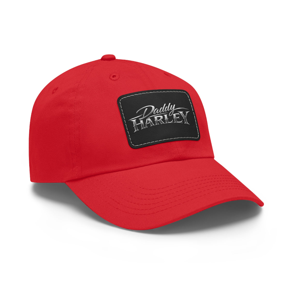 Daddy Harley Leather Patch Dad Hat — Vintage Motorcycle Baseball Cap