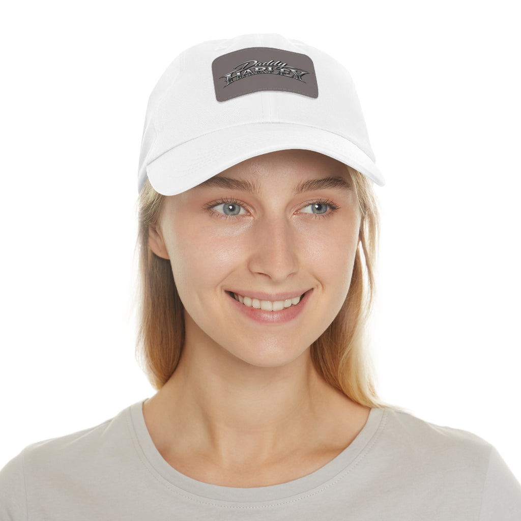 Daddy Harley Leather Patch Dad Hat — Vintage Motorcycle Baseball Cap