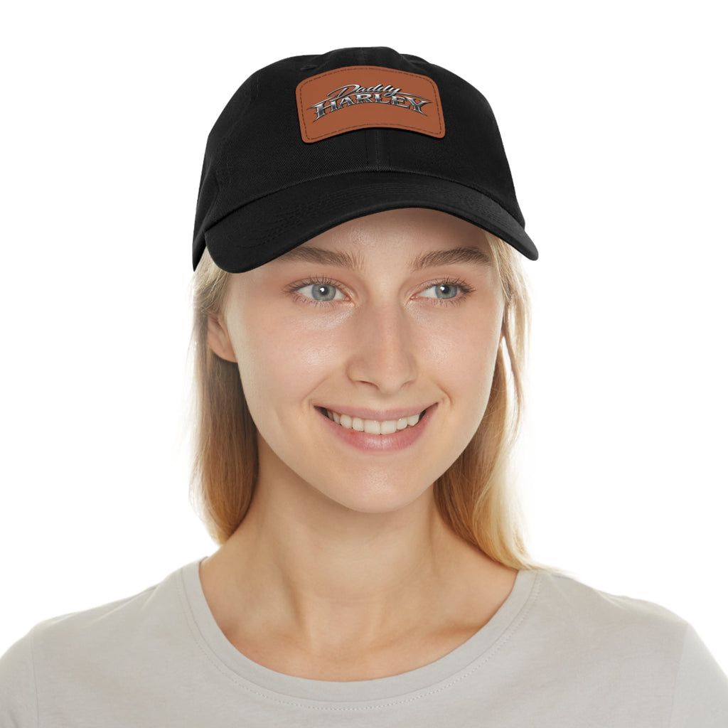 Daddy Harley Leather Patch Dad Hat — Vintage Motorcycle Baseball Cap
