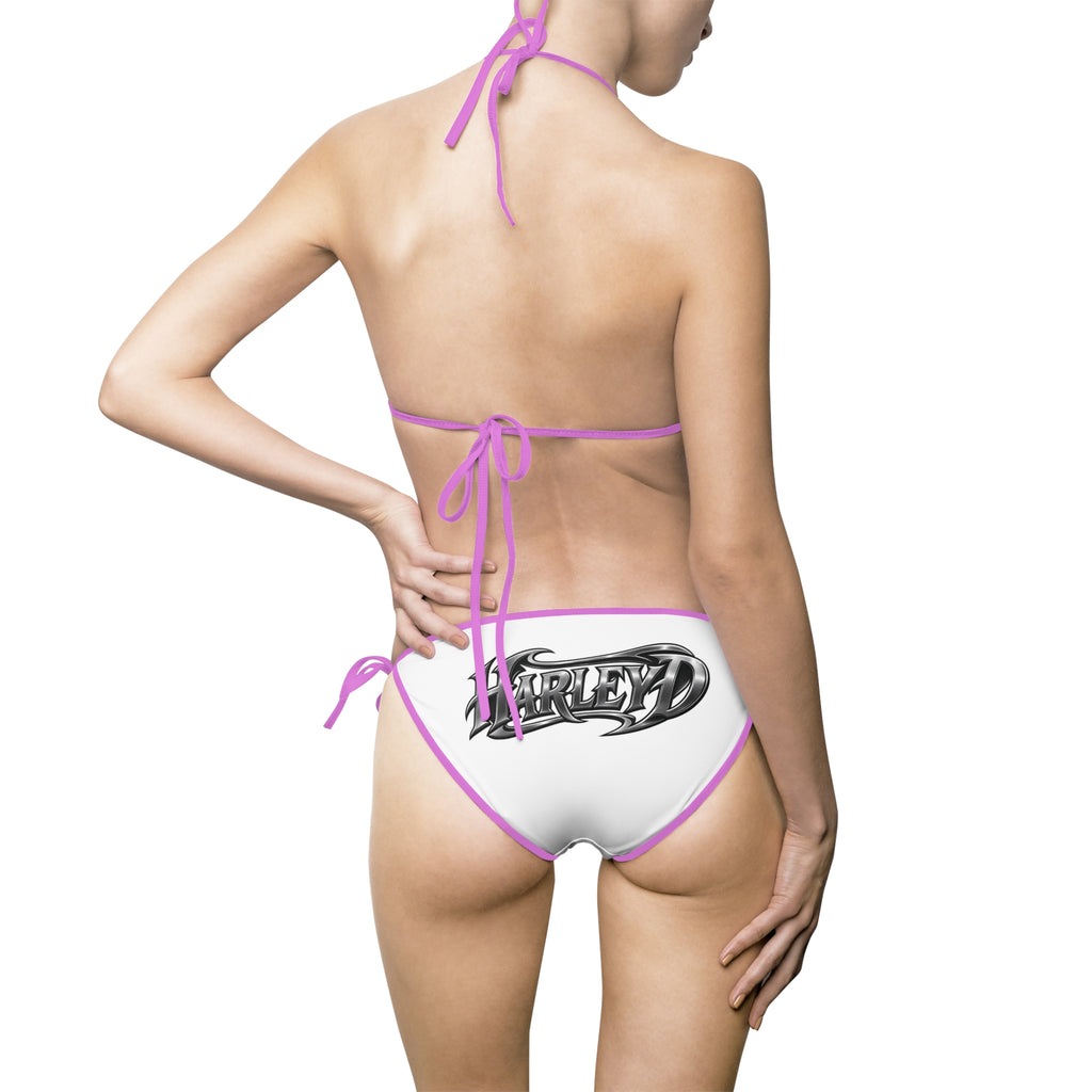 Graffiti Script Bikini Swimsuit - Women's Tie-Side Two-Piece