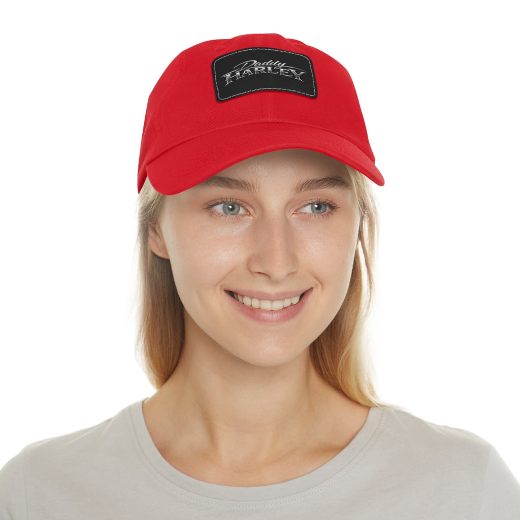 Daddy Harley Leather Patch Dad Hat — Vintage Motorcycle Baseball Cap