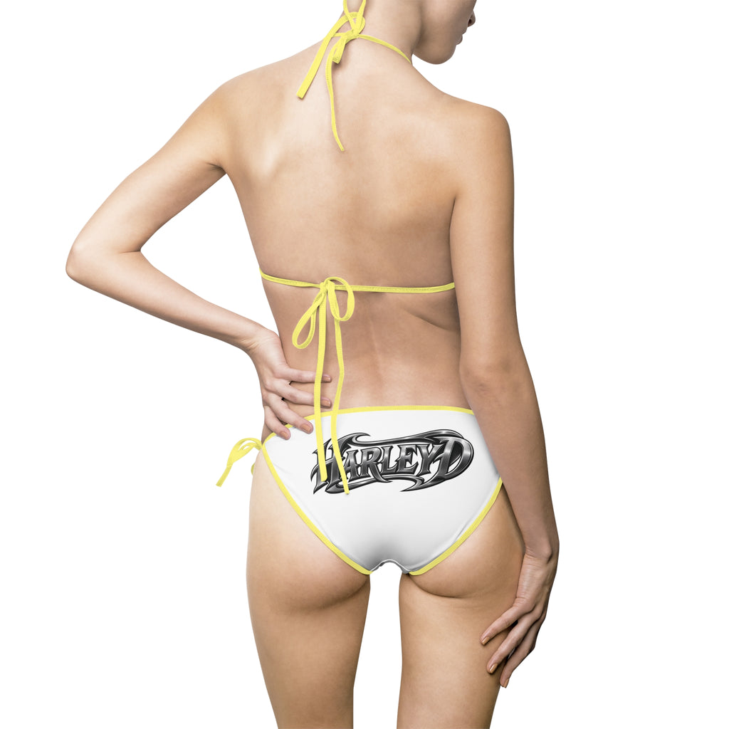Graffiti Script Bikini Swimsuit - Women's Tie-Side Two-Piece