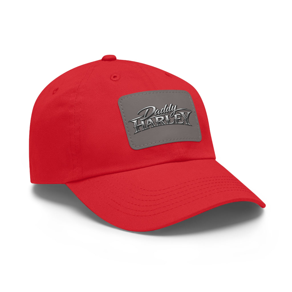 Daddy Harley Leather Patch Dad Hat — Vintage Motorcycle Baseball Cap
