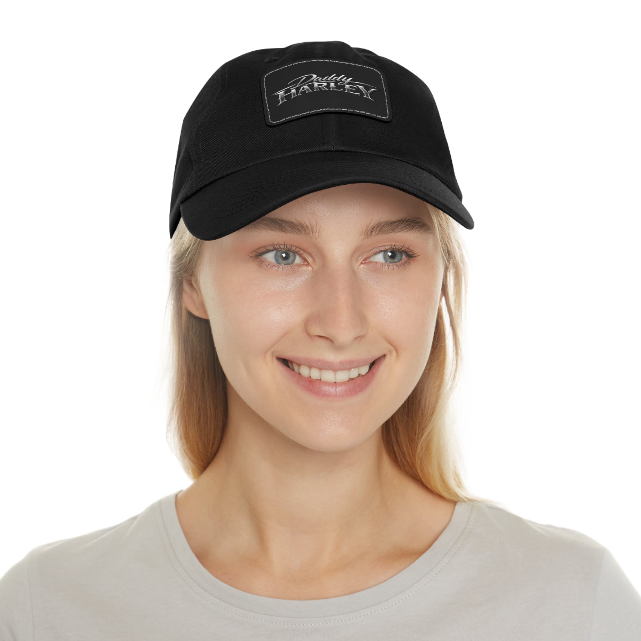 Daddy Harley Leather Patch Dad Hat — Vintage Motorcycle Baseball Cap