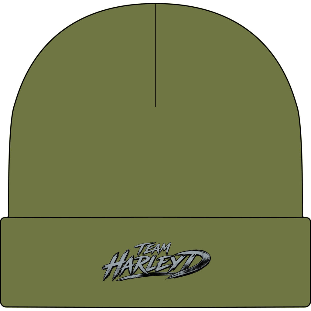 Team Harley D Cuff Beanie — Embroidered Logo Knit Hat