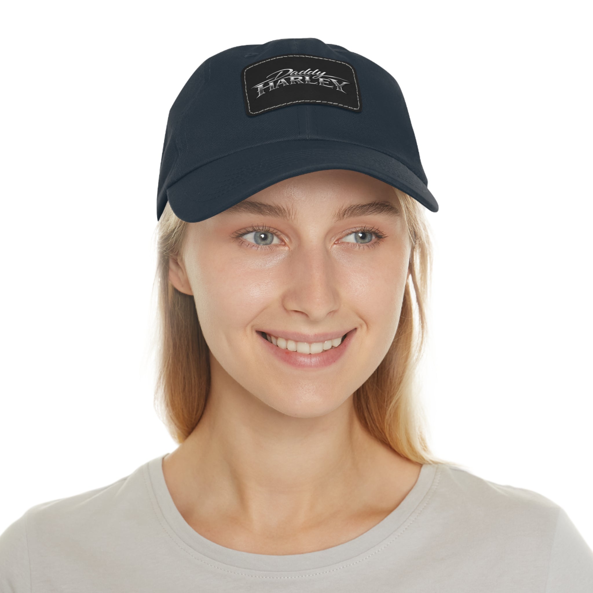 Daddy Harley Leather Patch Dad Hat — Vintage Motorcycle Baseball Cap