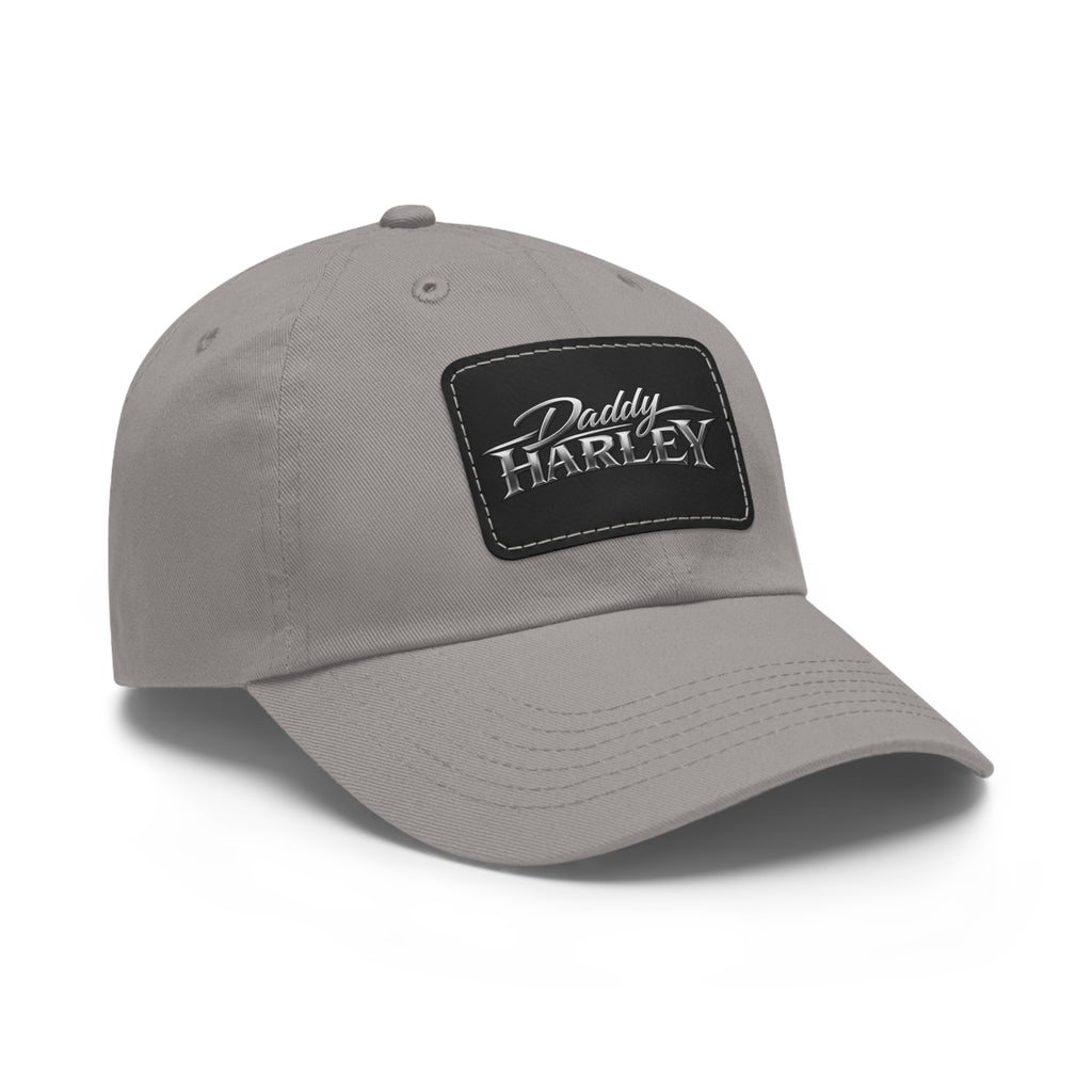 Daddy Harley Leather Patch Dad Hat — Vintage Motorcycle Baseball Cap