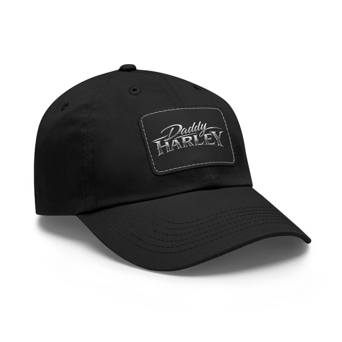 Daddy Harley Leather Patch Dad Hat — Vintage Motorcycle Baseball Cap