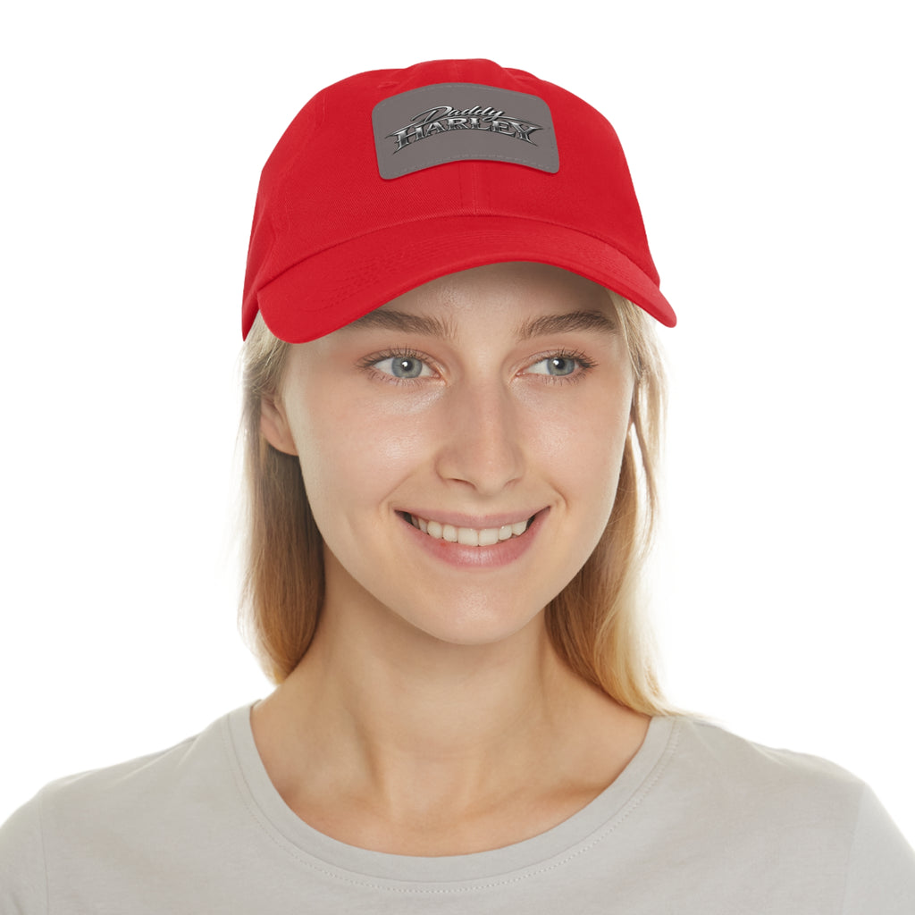 Daddy Harley Leather Patch Dad Hat — Vintage Motorcycle Baseball Cap