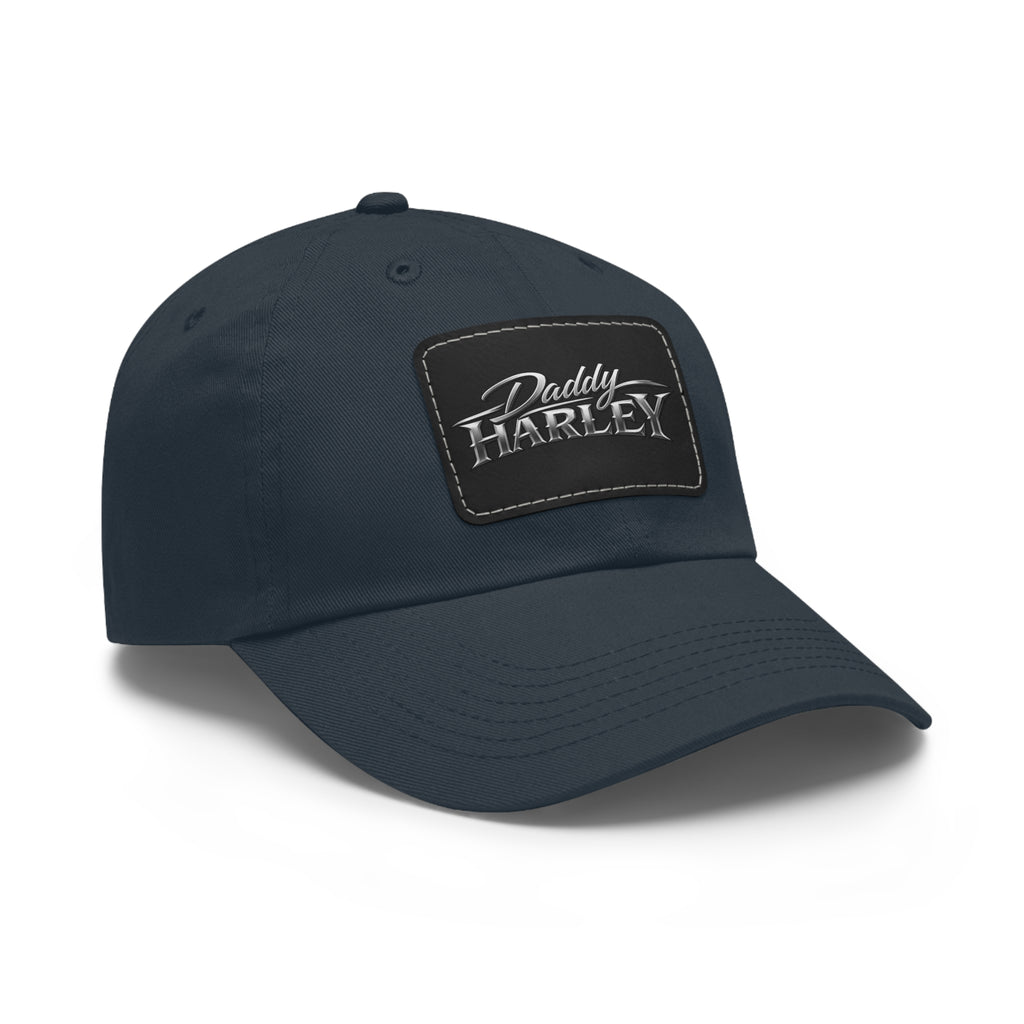 Daddy Harley Leather Patch Dad Hat — Vintage Motorcycle Baseball Cap