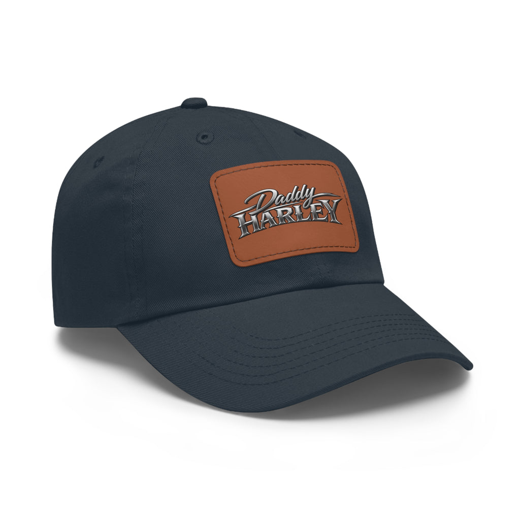 Daddy Harley Leather Patch Dad Hat — Vintage Motorcycle Baseball Cap
