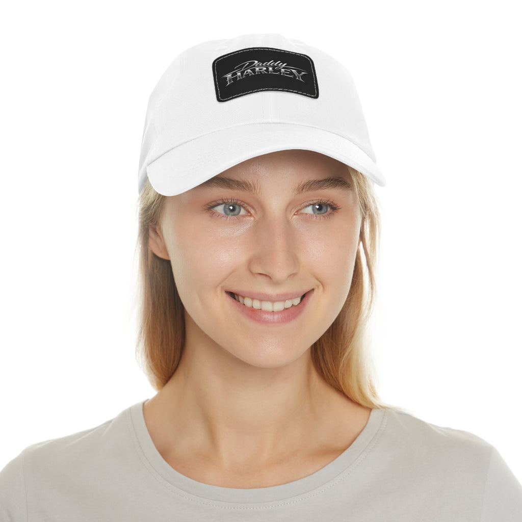 Daddy Harley Leather Patch Dad Hat — Vintage Motorcycle Baseball Cap