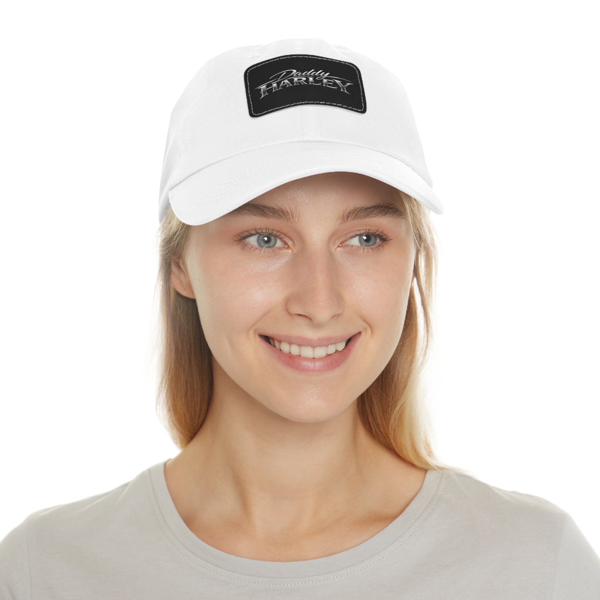 Daddy Harley Leather Patch Dad Hat — Vintage Motorcycle Baseball Cap