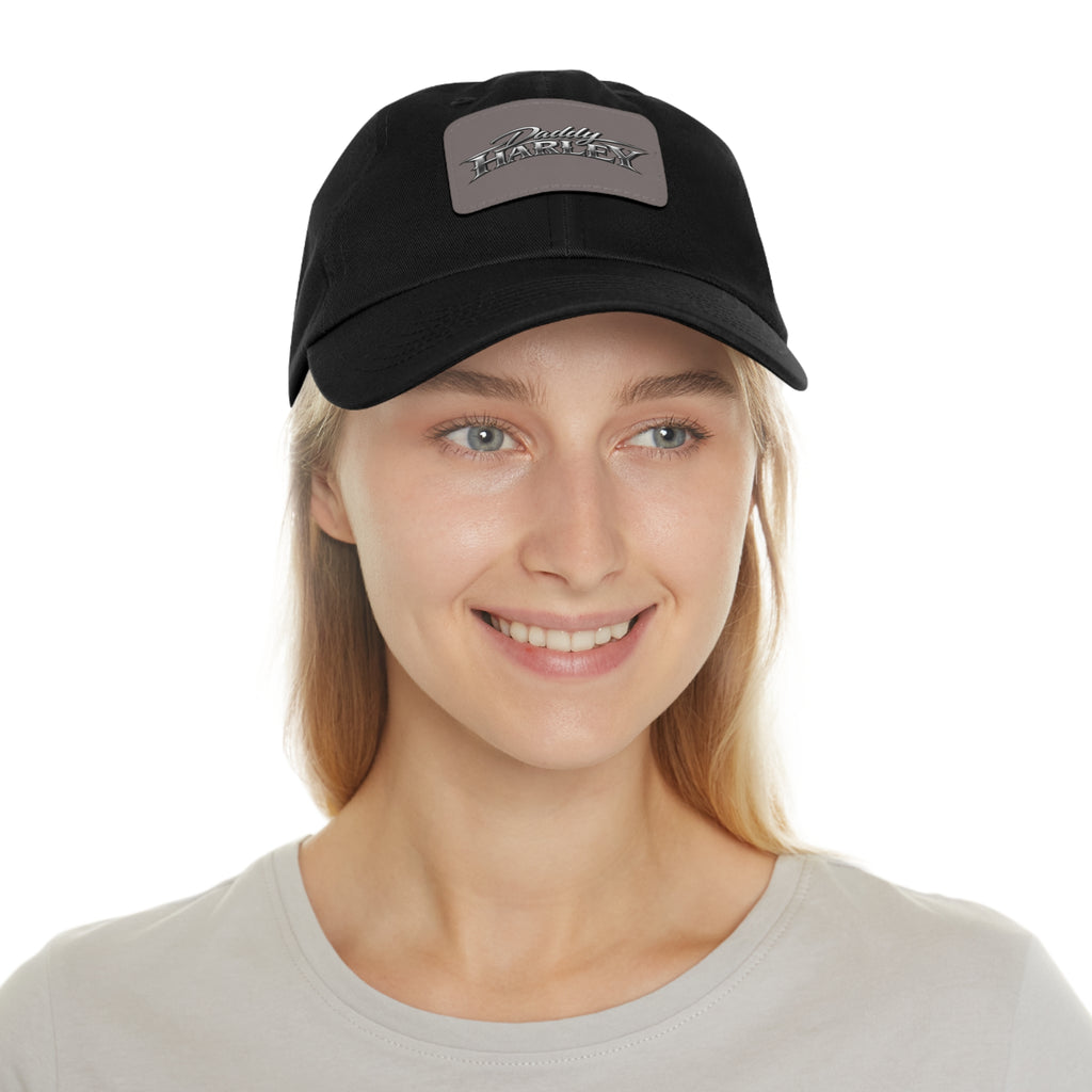Daddy Harley Leather Patch Dad Hat — Vintage Motorcycle Baseball Cap