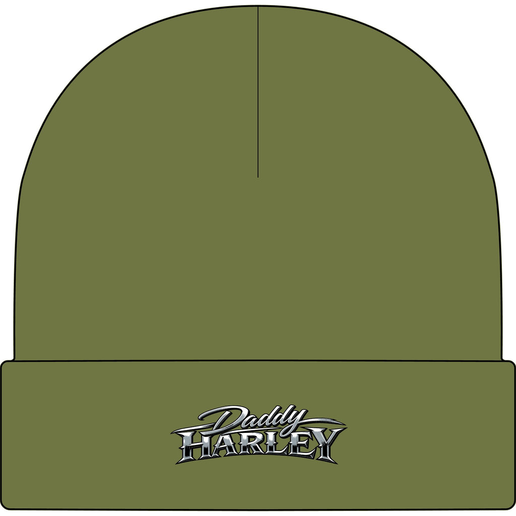 Daddy Harley Cuff Beanie — Embroidered Motorcycle Logo Beanie