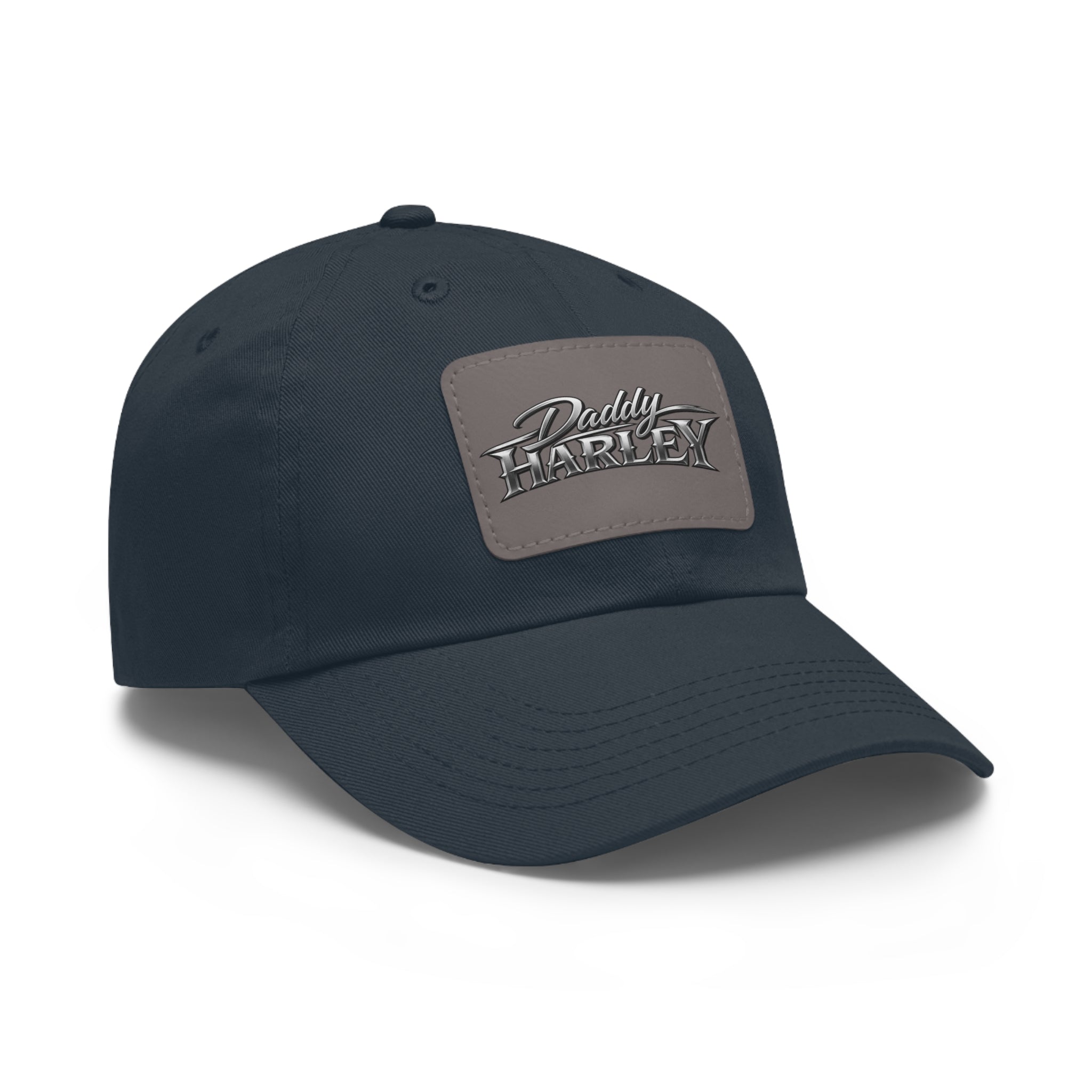 Daddy Harley Leather Patch Dad Hat — Vintage Motorcycle Baseball Cap